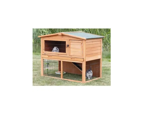 Clapier à lapin en bois avec deux niveaux et grillage