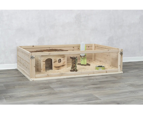 Parc en bois avec accessoires pour petits animaux