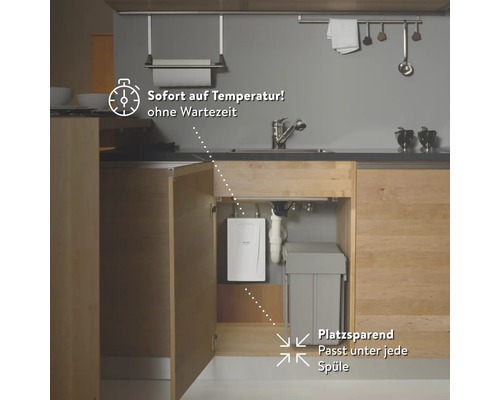Cuisine avec chauffe-eau sous l''évier pour une eau chaude immédiate
