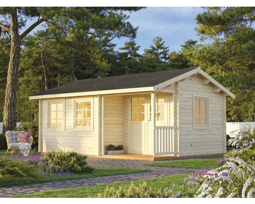 Abri de jardin Palmako Susanna 16,4 m² avec plancher 564 x 446 cm nature Maison de jardin en bois avec véranda couverte et fenêtres