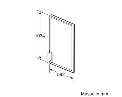 Technische Zeichnung einer Tür mit den Maßen 1034 x 592 Millimeter
