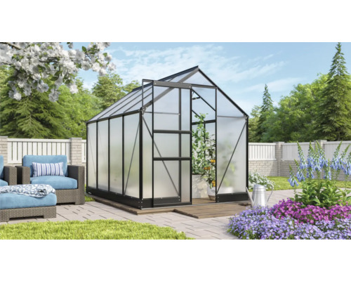 Serre de jardin avec plantes et sièges