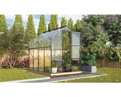 Serre de jardin avec plantes et fleurs