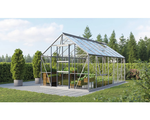 Serre Vitavia Meridian 1 11500 verre de sécurité trempé 3 mm 257x445 cm alu