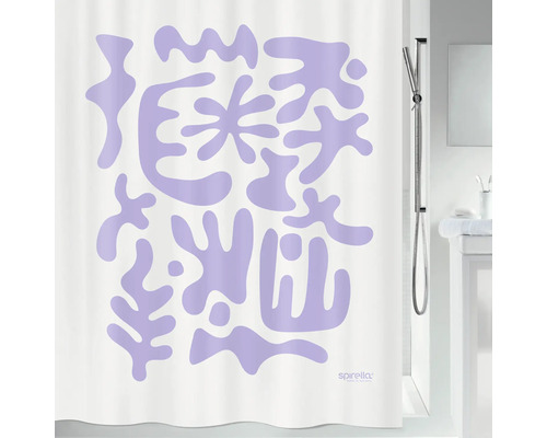 Rideau de douche spirella DOLLY textile 180 x 200 cm violet blanc 10.22625