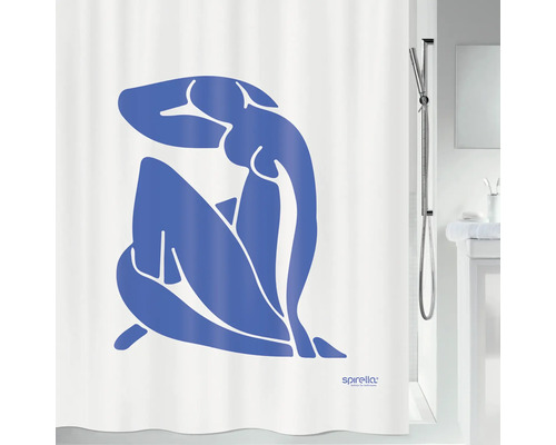 Rideau de douche spirella THALIA textile 180 x 200 cm bleu blanc 10.22624