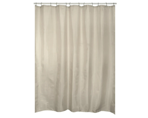 Rideau de douche en tissu avec crochets sur une barre de douche