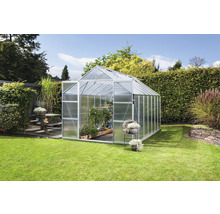 Serre avec plantes dans le jardin