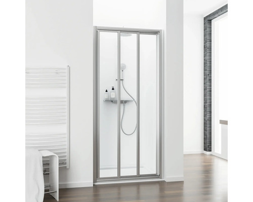 Porte de douche dans une niche avec porte coulissante/à glissière SCHULTE Kristall/Trend 90 x 185 cm profilé aluminium verre transparent