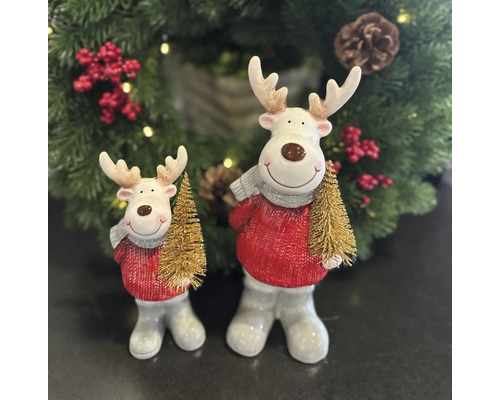 Figurines décoratives d''élan avec arbre pour la décoration festive