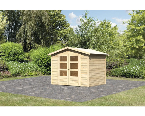 Abri de jardin en bois avec double porte et fenêtres