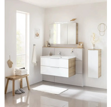 Lavabo en marbre moulé avec meuble bas FACKELMANN B.brillant lxhxp 100.1x57.2x50 cm chêne noueux blanc