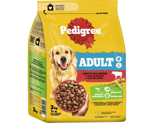 Pedigree Hundenfutter trocken Adult mit Rind und Gemüse 3 kg Pedigree Adult Hundefutter mit Rind und Gemüse in einer 3 Kilogramm Packung