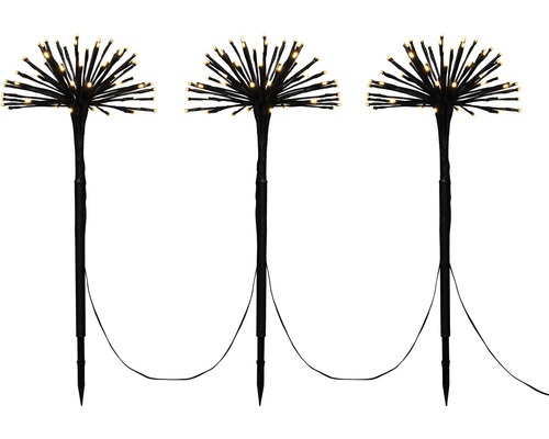 Trois piquets de jardin avec éclairage LED