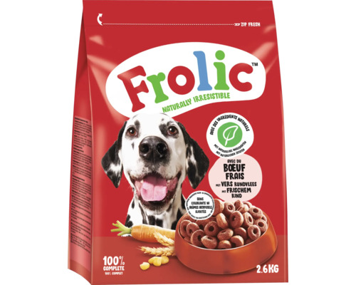 Frolic Complete Hundenfutter trocken mit frischem Rind 2.6 kg Frolic Hunde Trockenfutter mit Rind in einer 2,6 Kilogramm Packung