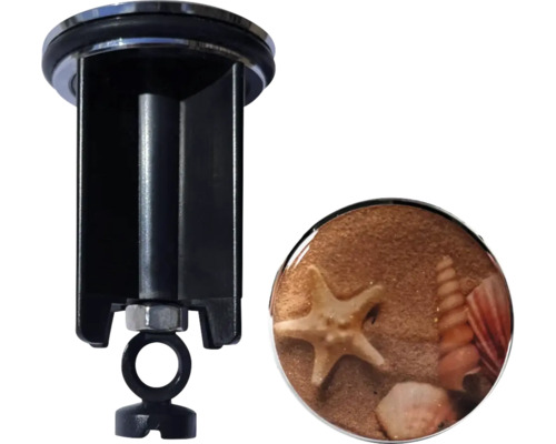 Bouchon excentrique coquillages 19093 0 Bonde de lavabo avec motif de plage