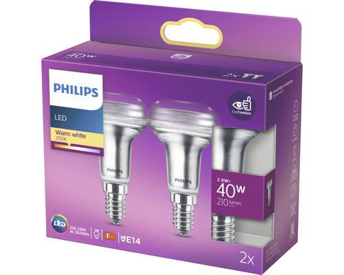 Packung mit zwei Philips LED-Lampen, E14 Fassung, 2700 Kelvin, warmweiß