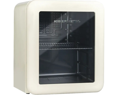 Réfrigérateur pour boissons Kibernetik RKS46 Retro lxhxP 47.5x50x47.5 cm beige Mini-réfrigérateur Kibernetik avec façade en verre et une étagère