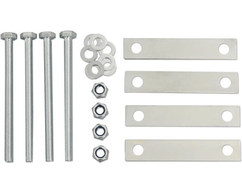 Set mit Schrauben, Muttern, Unterlegscheiben und Montageplatten