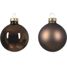 Deux boules de Noël marron en verre avec oeillet