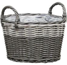 Geflochtener Pflanzkorb mit zwei Henkeln