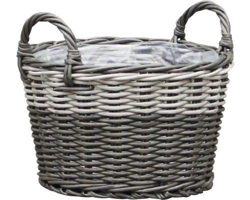 Geflochtener Pflanzkorb mit zwei Henkeln