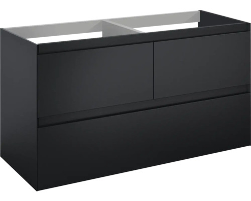 Jungborn DECEM Waschbeckenunterschrank BxHxT 120x63.5x45.8 cm schwarz matt Unterschrank mit zwei Schubladen für Waschtisch