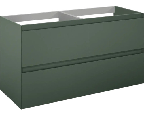 Jungborn DECEM Waschbeckenunterschrank BxHxT 120x63.5x45.8 cm forest grün matt Waschtischunterschrank mit zwei Schubladen
