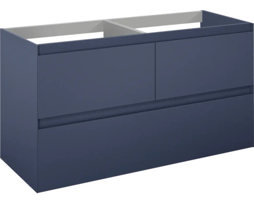 Jungborn DECEM Waschbeckenunterschrank BxHxT 120x63.5x45.8 cm navy blau matt Waschtischunterschrank mit zwei Schubladen