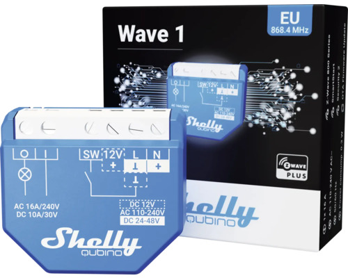 Shelly Qubino Wave 1 Smart Home Relais mit Verpackung