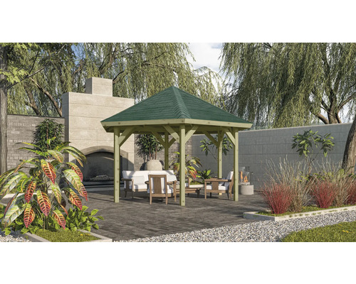 Pavillon Karibu Classic Felm mit Dachschindeln 324x370 cm, kesseldruckimprägniert