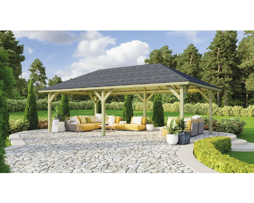 Pavillon Karibu Classic Dannau 2 set 359x706 cm, traité en autoclave par imprégnation