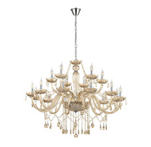 Lustre avec suspension à chaîne et pendentifs en cristal