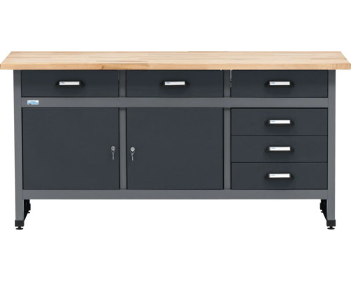 Werkbank mit Schubladen und Schrankfächern