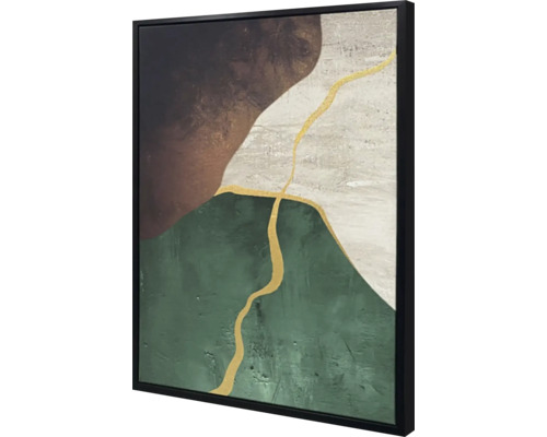 Tableau sur toile encadré Nature or vert L 42x62 cm