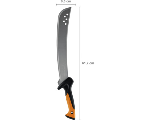 Fiskars Machete mit den Massen 9,5 cm Breite und 61,7 cm Länge.