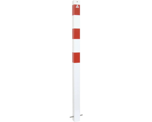 Absperrpfosten Stahlrohr 70 x 70 mm mit aufgeschweisster Stahlkappe ohne Öse weiss-rot H = 1300 mm