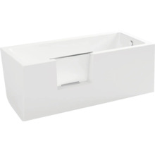 Baignoire rectangulaire avec porte de baignoire et aide à l''entrée.