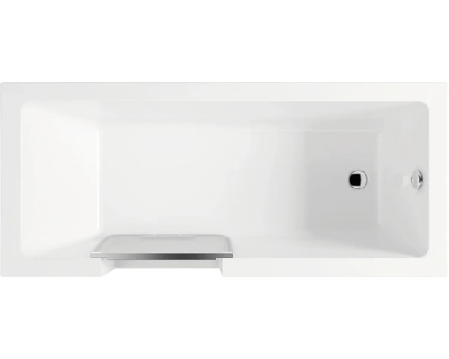 Baignoire avec porte form&style Plane Easy 70 x 160 cm blanc brillant Image d''une baignoire avec drain et trop-plein
