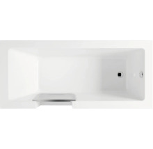 Vue de dessus d''une baignoire rectangulaire avec vidange et trop-plein