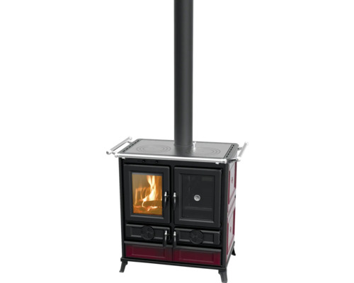 Poêle à bois Thermorossi Violetta Evo fonte céramique bordeaux 8,2 kW