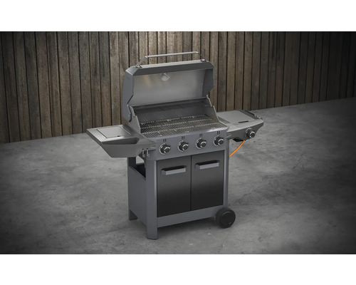 Gasgrill mit vier Brennern, Grillrost und Unterschrank