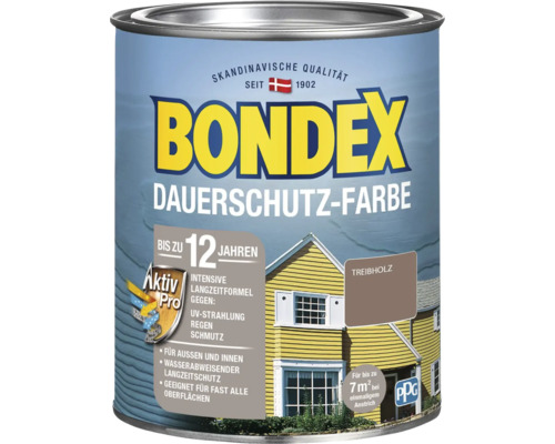 BONDEX Peinture de protection durable pour bois bois flotté 0,75 l Bondex Dauerschutz Farbe Treibholz, boîte de peinture