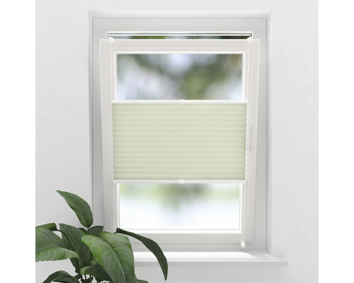 Store plissé SOLUNA avec guidage latéral sans perçage vert menthe 100x240 cm Fenêtre avec store plissé pour la régulation de la lumière