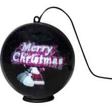 Weihnachtsbaumkugel mit Merry Christmas Schriftzug und Weihnachtsmann Motiv