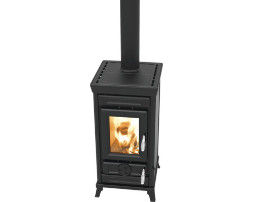 Poêle Thermorossi Sofia Evo Easy fonte anthracite 7,4 kW avec compartiment de maintien au chaud