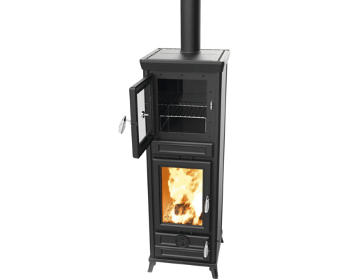 Poêle Thermorossi Anna Evo Easy fonte anthracite 13,8 kW avec compartiment de maintien au chaud