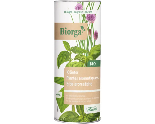 Engrais pour plantes aromatiques Hauert Biorga 0.4 kg Engrais pour herbes aromatiques Biorga pour balcon et légumes, 400 grammes