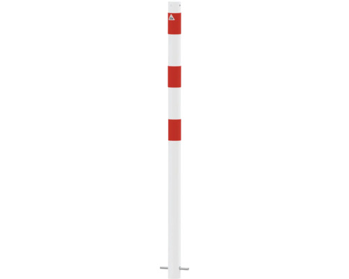 Absperrpfosten Stahlrohr Ø 60 mm x 2,5 mm ortsfest zum Einbetonieren ohne Öse weiss-rot H = 1300 mm