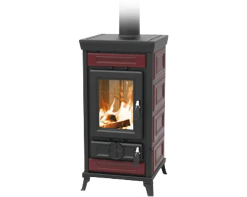 Kaminofen Thermorossi Sofia Evo bordeaux Gusseisen Keramik bordeaux 7,4 kW Mit Wärmefach